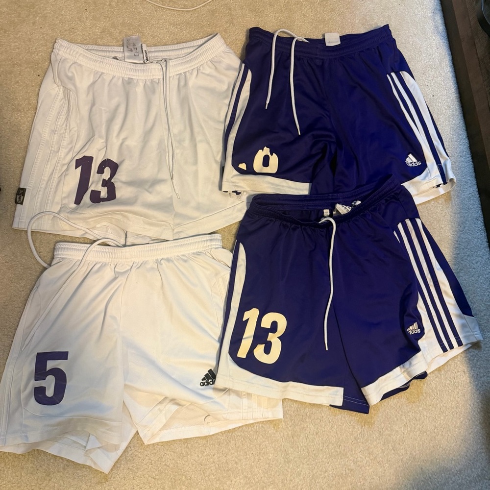 Adidas Purple & White Soccer Shorts Bundle